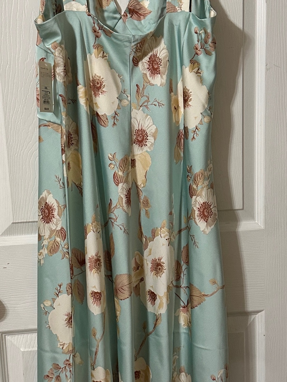 Floral Mint Green Maxi Dress with Cream Blooms